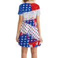 thumbnail image 3 of LNGOOR Robes d'Été de Jour de l'Indépendance pour les Femmes à Manches Courtes Étoiles Rayures Imprimées Casual Col Rond une-Ligne Mini Robe, 3 of 5
