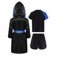 thumbnail image 2 of TiaoBug Kids Boys Boxing Uniform Set 3 Pcs Long Sleeve Open Front Hooded Cloak Robe with T-shirt and Shorts Blue 8, 2 of 5