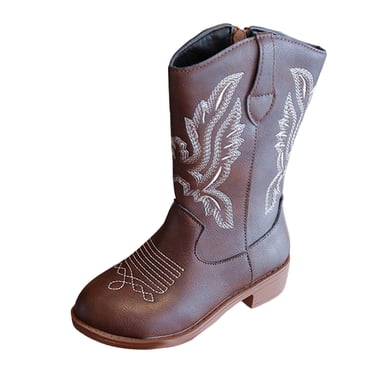 Zshosam Boots Girls Girls Boots Kids Ankle Boots With Zipper Boot Low Heels Booties for Toddler Little Kids Size 11.5,(Brown Little Kids 11.5)