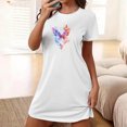 thumbnail image 2 of Mrat Chemises de Nuit en Coton pour Femmes Robe pour Femmes Vêtements de Nuit Manches Courtes Chemise de Nuit Décontractée Imprimée Robe de Sommeil Ample Confortable Pyjama Chemise de Nuit P-98 Blanc TG, 2 of 7