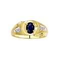 thumbnail image 1 of RYLOS Men's Rings 14K Yellow Gold Rings Classic Designer Style 7X5MM Oval Gemstone & Diamond Ring Sapphire September Birthstone Rings For Men Size 11, 1 of 7