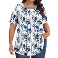 thumbnail image 3 of DDAPJ pyju Hauts Boho pour Femmes Grande Taille T-Shirts Graphiques Floraux Col Rond Manches Courtes Blouse d'Été Décontractée Tunique Coupe Ample Chemise Cache-Ventre Ventes Éclair d'Aujourd'hui Bleu Pâle XXXXXL, 3 of 9