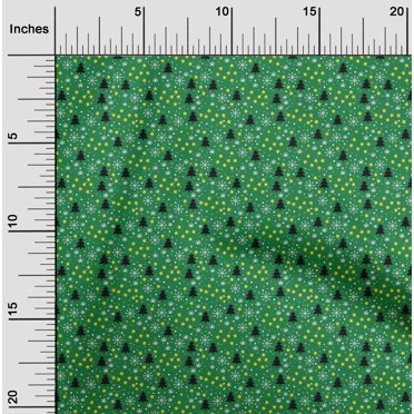 oneOone Cotton Silk Green Fabric Merry Christmas Craft Projects Decor Fabric Printed By The Yard 42 Inch Wide-XW0