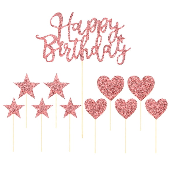 Glitter Happy Birthday Cake Decoration Star Cake Decoration Heart Cake Decoration Birthday Party Decoration Party Decorations Cake Sunflower Icing Decorations Glitter Cake Fondant Letters Cursive Some