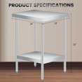 thumbnail image 4 of YUSAZENS 201 Stainless Steel Double Layer Storage Table, Mobile Workbench Tool Cart 24*24"+legs, 4 of 7