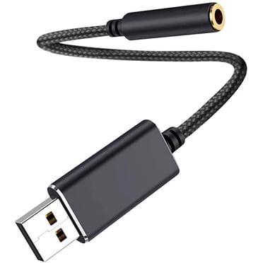 funavi Carte Son Externe Portable USB vers Prise 3,5 mm Câble 20 cm Adaptateur Noir