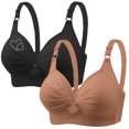 thumbnail image 2 of Bras for Women, 2PCS Womans Printing Gathered Together Large Size Daily Bra Underwear No Rims, 2 of 9