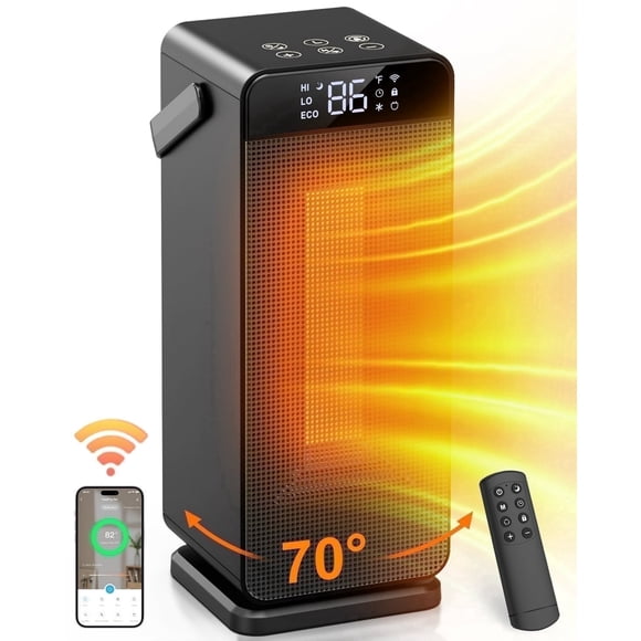 FRESHDEW 1500W Ceramic Space Heaters for inside with WiFi Remote Control Timer ECO Mode Thermostat Oscillating Heater For Home