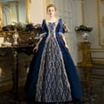 thumbnail image 2 of Huanglei Robe pour Femme Style Rétro Couleur Unie Manches Trompette Longue Robe de Princesse, 2 of 5