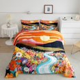 thumbnail image 2 of Erosebridal Ensembles de Couette Nature Montagne Rivière Fleur Format Simple, Couettes et Duvets Art Minimalisme Vintage, Réversible 2 Pcs, 2 of 7
