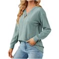 thumbnail image 3 of HKEJIAOI T-shirt Femme Col Rond Mi-Lourd Solide Long Sleeve Shirt, 3 of 5