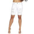 thumbnail image 1 of VIP Jeans Juniors Ripped Torn Distressed Denim Bermuda Shorts, Electric Blue Stone Whisker Wash, Size 17, 1 of 3