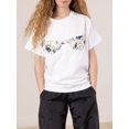 thumbnail image 3 of Gupgi T-Shirts Blancs pour Femmes Soutien-Gorge Imprimé Manches Courtes Col Rond Tee Ample Tops d'Été Décontractés, 3 of 5