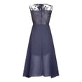 thumbnail image 5 of EGNMCR Robes de Soirée pour Femmes, Robes Formelles pour Femmes, Robes de Cocktail pour Femmes Femmes Unies Sans Manches Col Rond Dentelle Mousseline Maille Taille Robes de Fête Jupe en Mousseline pour Femmes, 5 of 5