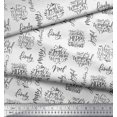 thumbnail image 2 of Soimoi White polyester Crepe Fabric Merry Christmas Text Fabric Prints By Yard 52 Inch Wide, 2 of 5