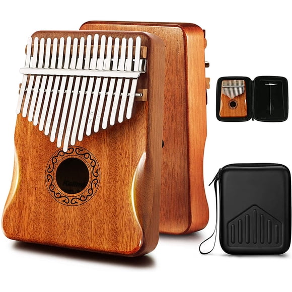 Piano Kalimba à Pouce 17 Touches avec Étui Rigide en Acajou / Piano à Doigt Convivial pour Débutants, Facile à Apprendre, instrument de Musique portable avec guide d'Étude, Cadeau pour Débutants, Tout-Petits, Enfants