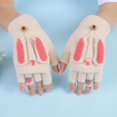 thumbnail image 3 of MesaSe 1 Pair Gloves Cartoon Rabbit Decor Knitted Soft Finger Hat Cover Touch Screen Color Matching Thickened Cold-proof Knitted Anti-slip Cycling Mittens, 3 of 10