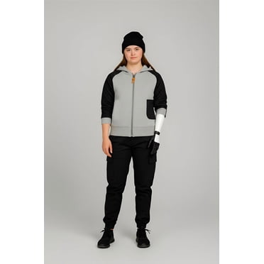 SANAE DESIGN Adaptive Clothing Sweatshirt with Ragland Zipper Sleeves and Hoodie, Magnetic Zipper Closure