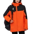 thumbnail image 2 of Sentmoon Snowboard Jacket Plus Size Hooded Neck Long Sleeve Women's Coat Zipper Color Block Windproof Waterproof Trendy Womens Clothes with Pockets Fall and Winter Fashion for Running and Hiking, 2 of 9