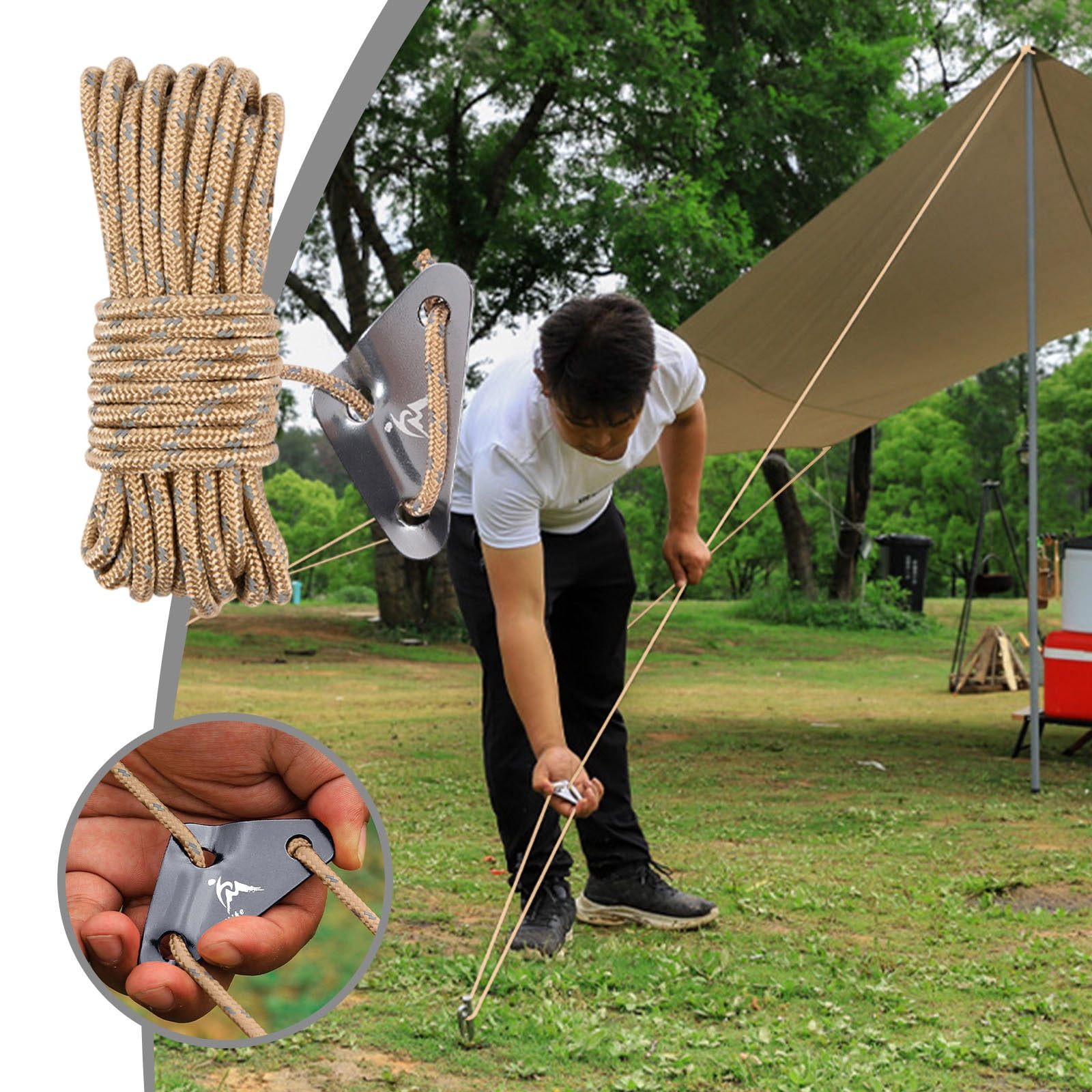 Dvkptbk Outdoor Windproof Rope Tent Rope Reflective Rope Canopy Rope Fixed Tied Rope Camp Adjustment Rope Thickened and Lengthened with Adjustment Buckle 5 Meters Fixed Rope on Clearance