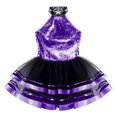 thumbnail image 4 of Oyolan Robe Justaucorps de Danse Ballet Métallique à Paillettes pour Filles avec Jupes Tutu en Tulle Robes de Performance Violet 6, 4 of 5