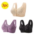 thumbnail image 3 of Bigersell Womens Front Closure Bras 3pcs Sport Bra Style R-52 Breathable Soft Cup Bras Pack R-52-khaki, 3 of 6