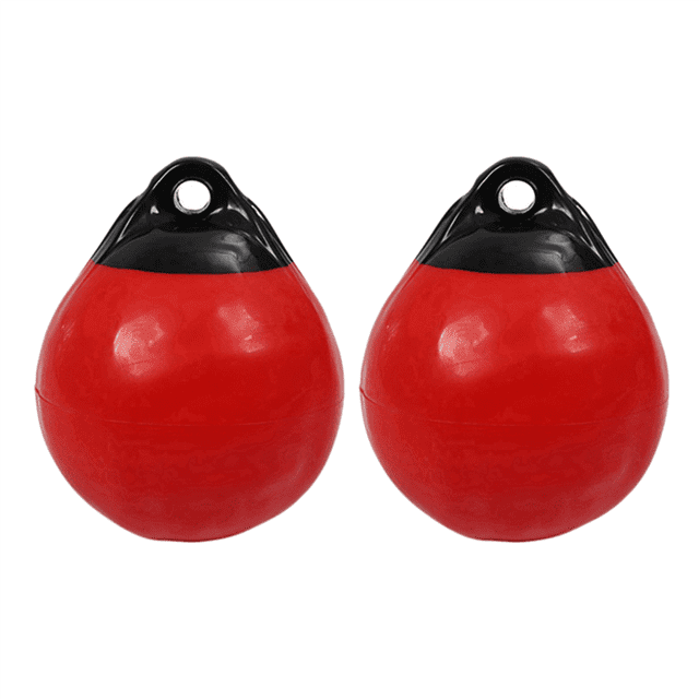2X Boule d'Ancre Ronde Robuste en PVC pour Garde-Boue de Bateau, Boule Pare-Chocs de Quai, Protection Gonflable, Bouée d'Amarrage Marine Rouge