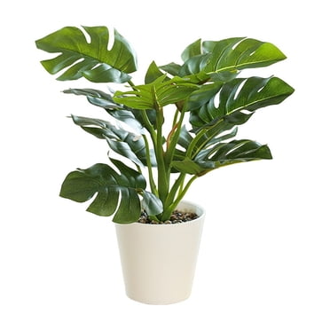 Simulated Monstera Deliciosa Plant - Lifelike Fake Potted Greenery, Low-Light Home Decor, Office Desk Botanical Accent Piece