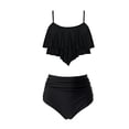 thumbnail image 4 of UPPADA Womens Two Piece Athletic Tankini Swimsuits Ruffle Sleeve Tankini Top with Swim Brief Tummy Control Modest Bathing Suits Women'S Bathing Suits Clearance,Black,L, 4 of 6
