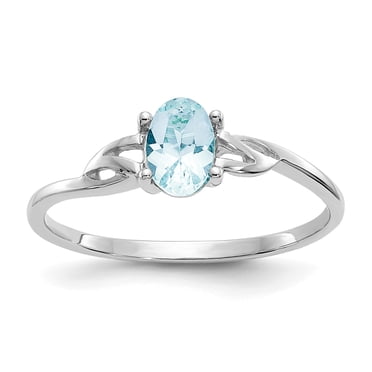 14K White Gold Aquamarine Birthstone Ring