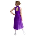 thumbnail image 2 of Miaeowve Robe de Danse Ballet Latin pour Filles Enfants Justaucorps Sans Manches avec Strass Dos Ajouré Combinaison Salopette Tenue de Danse Décontractée Violet 12, 2 of 7