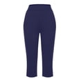 thumbnail image 4 of Timegard Capri Pants for Women 2pc Straight Leg High Waist Comfy Casual Cropped Pants Solid Color, 4 of 8