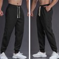 thumbnail image 4 of Ceisia Men Solid Color Loose Casual Pants Elastic Waist Drawstring Sports Gift Work Trousers, 4 of 4