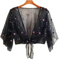 thumbnail image 1 of MesaSe Women Mesh Sheer Cardigan Exquisite Flower Embroidery Loose Beach Blouse, 1 of 5