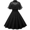 thumbnail image 1 of EGNMCR Robes d'Été Femmes Tendance 2024 Femme Couleur Unie Dentelle Longue Robe Cape Col Montant Châle Deux Pièces Robe à Bretelles Col Poupée, 1 of 5