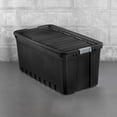thumbnail image 4 of Sterilite Bac de Rangement Industriel Robuste Empilable de 50 Gal avec Couvercle, Noir, Lot de 3, 4 of 10