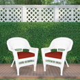 thumbnail image 3 of Jeco Chaise en Osier Blanche avec Coussin Rouge et Cadre en Acier - Ensemble de 2, 3 of 10