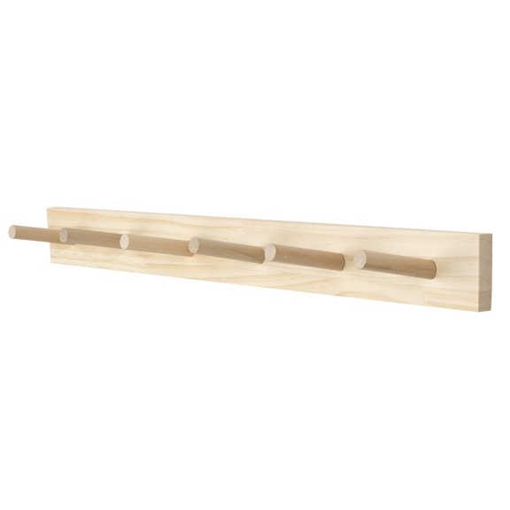 neatfreak! Wall-Mounted 6-Peg Wood Hook Rack, Natural, 1 Piece