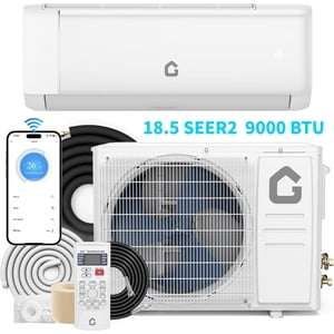 YUSAZENS 9000 BTU WiFi Mini Séparer Air Conditionneur avec thermopompe 18.5 SEER2 Onduleur 208-230V Sans conduit AC Refroidir jusqu'à 450 Mur blanc Sq Ft monté