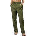 thumbnail image 1 of Wensltd Pantalon Cargo Droit Décontracté Uni pour Femmes avec Poches, 1 of 7