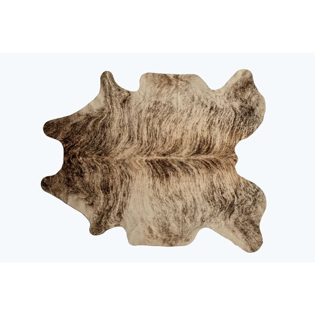 H-Natural Tapis en Peau de Vache Kobe 5'X7' à Plat avec Forme Irrégulière Naturelle, texture Douce à Poil Ras et Motif Marbré beige à Brun Foncé. Fait à la Main et Résistant aux Taches, Ce Tapis en Peau de Vache durable Convient aux Zones Intérieures à Fort Achalandage et Ajoute Chaleur et style à la Déco de la Maison.