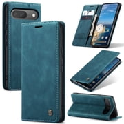 CaseMe Leather for Google Pixel 10/10 Pro Case, Flip Wallet Leather Case with Card Holder Magnetic Closure Shockproof Kickstand Protective Phone Cases Cover for Google Pixel 10/10 Pro,Blue