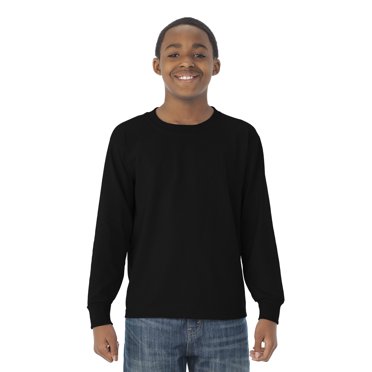 Jerzees Youth DRI-POWER Active Long Sleeve Crew T-Shirt, L, Black