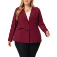 thumbnail image 1 of Agnes Orinda Women's Plus Size Fall Workwear Notched Lapel Button Down Office Blazer 4X Burgundy, 1 of 6