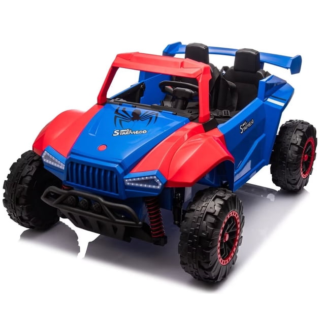 LISUEYNE 24V Two-Seater Kids Ride-On Electric Police Car with Parental Control, Four-Wheel Suspension, Megaphone, Power Display, Bluetooth, MP3, USB/TF, Music, LED Lights for Kids, Black
