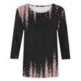 thumbnail image 4 of Pompotops T-shirt de Mode pour Femmes, Blouse Mi-Longue à Manches 3/4, Col Rond, Hauts Décontractés en Liquidation, 4 of 5