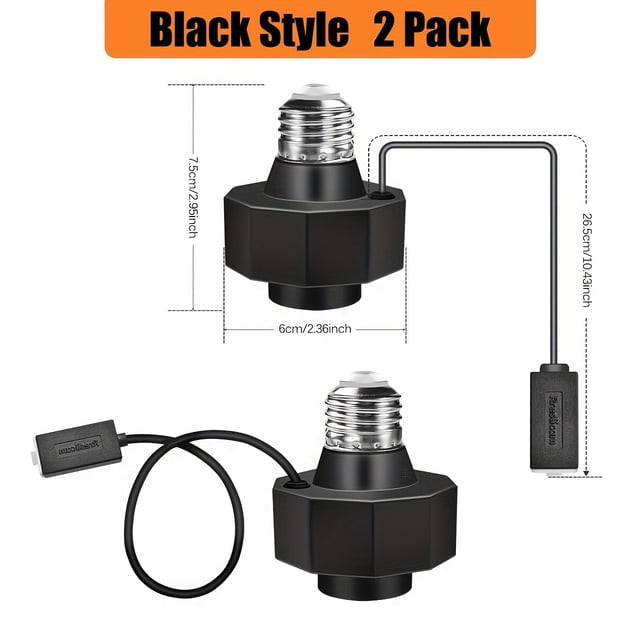 HLONK 2Pack Light Socket Outlet Adapter with USB Port Light Socket for Use with Smart Bulbs Bulb Socket Extender Compatible with Wyze Cam v3 Mini LED Light Strips 5V 1.5A