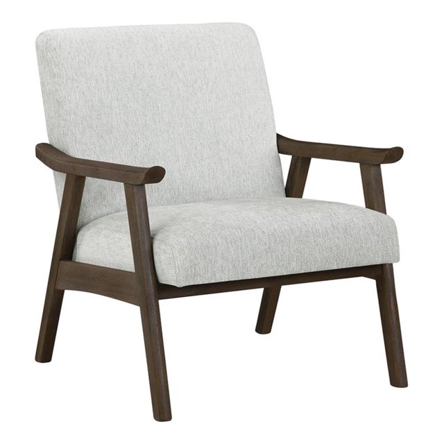 Fauteuil Weldon en Tissu Gris Fumée avec Cadre Fini Brun Brossé