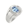 thumbnail image 4 of RYLOS Sterling Silver Ring 8X6MM Oval Gemstone & Diamond Unisex Rings Blue Topaz December Birthstone Ring Size 7, 4 of 7