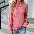 thumbnail image 3 of Mrat Chemise à Col Rond Profond pour Femme avec Blouse Intégrée Hauts Tuniques pour Femmes Vintage Sweat Hauts et Blouses d'Été pour Dames Rose m, 3 of 4